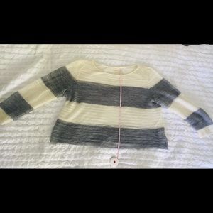 Striped open weave crop sweater